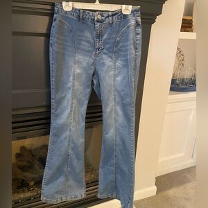EUC stone washed high waist bell bottom jeans